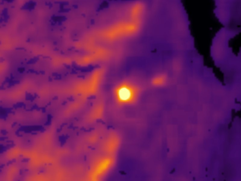 Landsat thermal view of the same ground around Baker (Abraham, Crater) Hot Springs