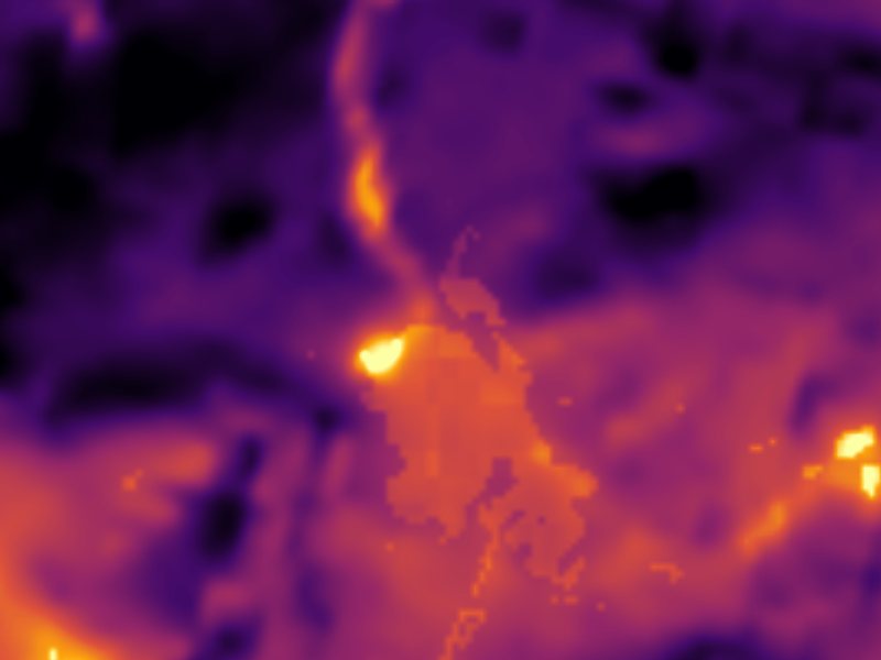 Landsat thermal view of the same ground around Excelsior Geyser Crater
