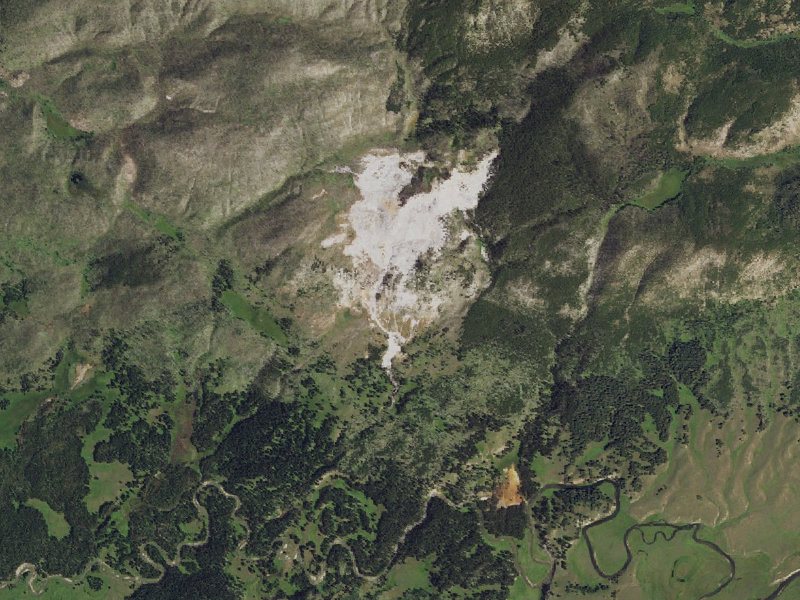Aerial view of the ground around Hot Springs At Sulphur Hills
