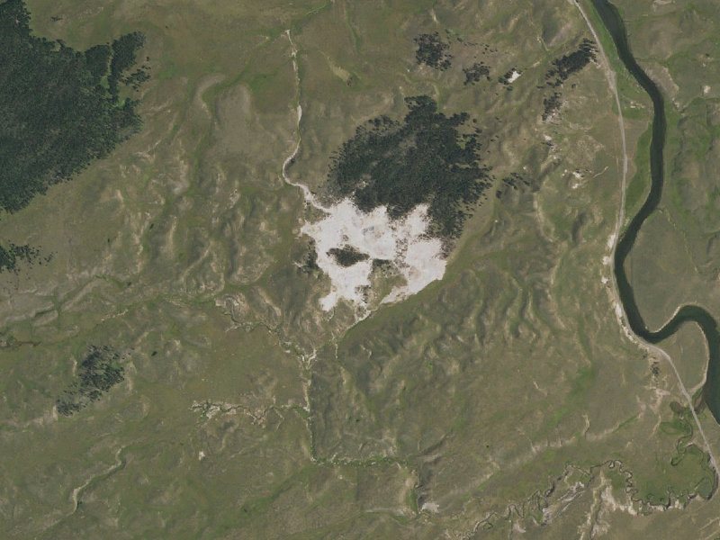 Aerial view of the ground around Sulphur Springs