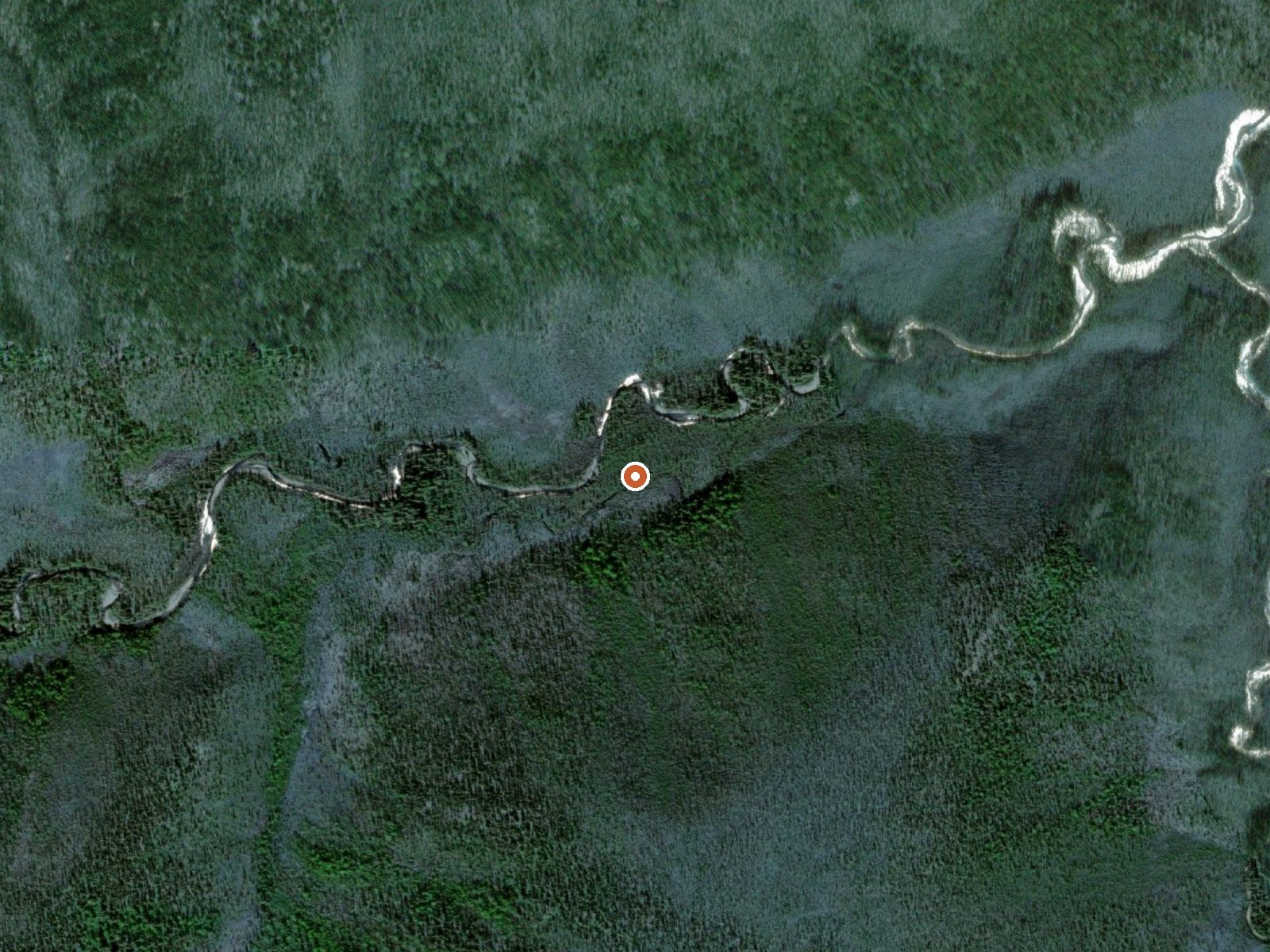 Aerial view of the ground around Hot Spring On Flat Creek