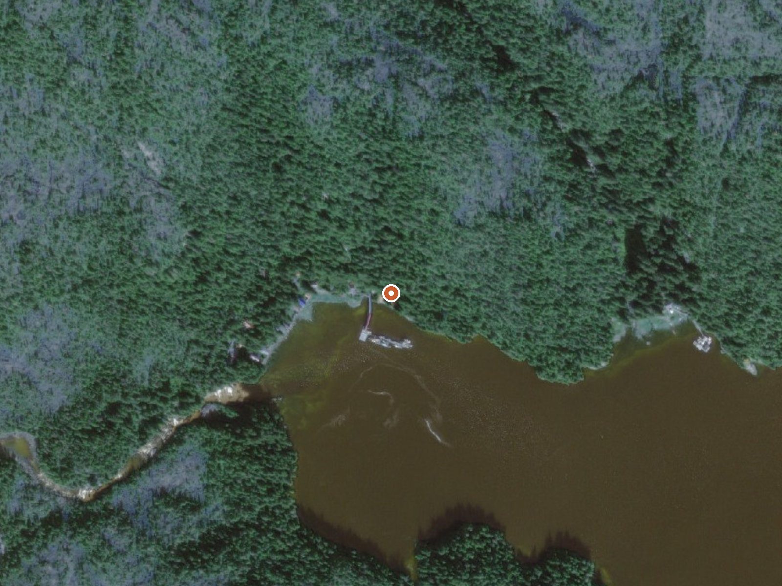 Aerial view of the ground around Baranof Warm Springs, Alaska