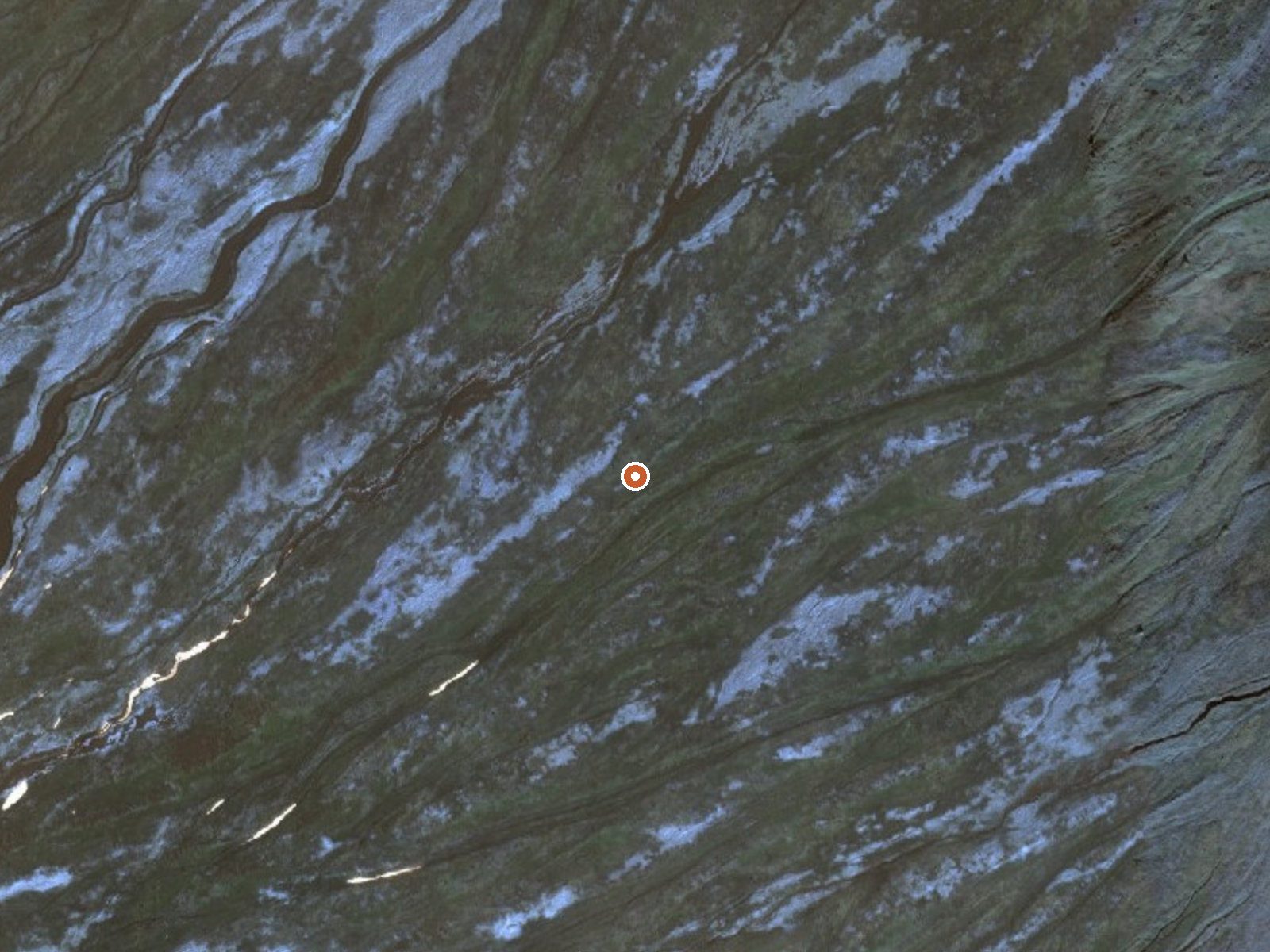 Aerial view of the ground around Chuginadak Hot Springs