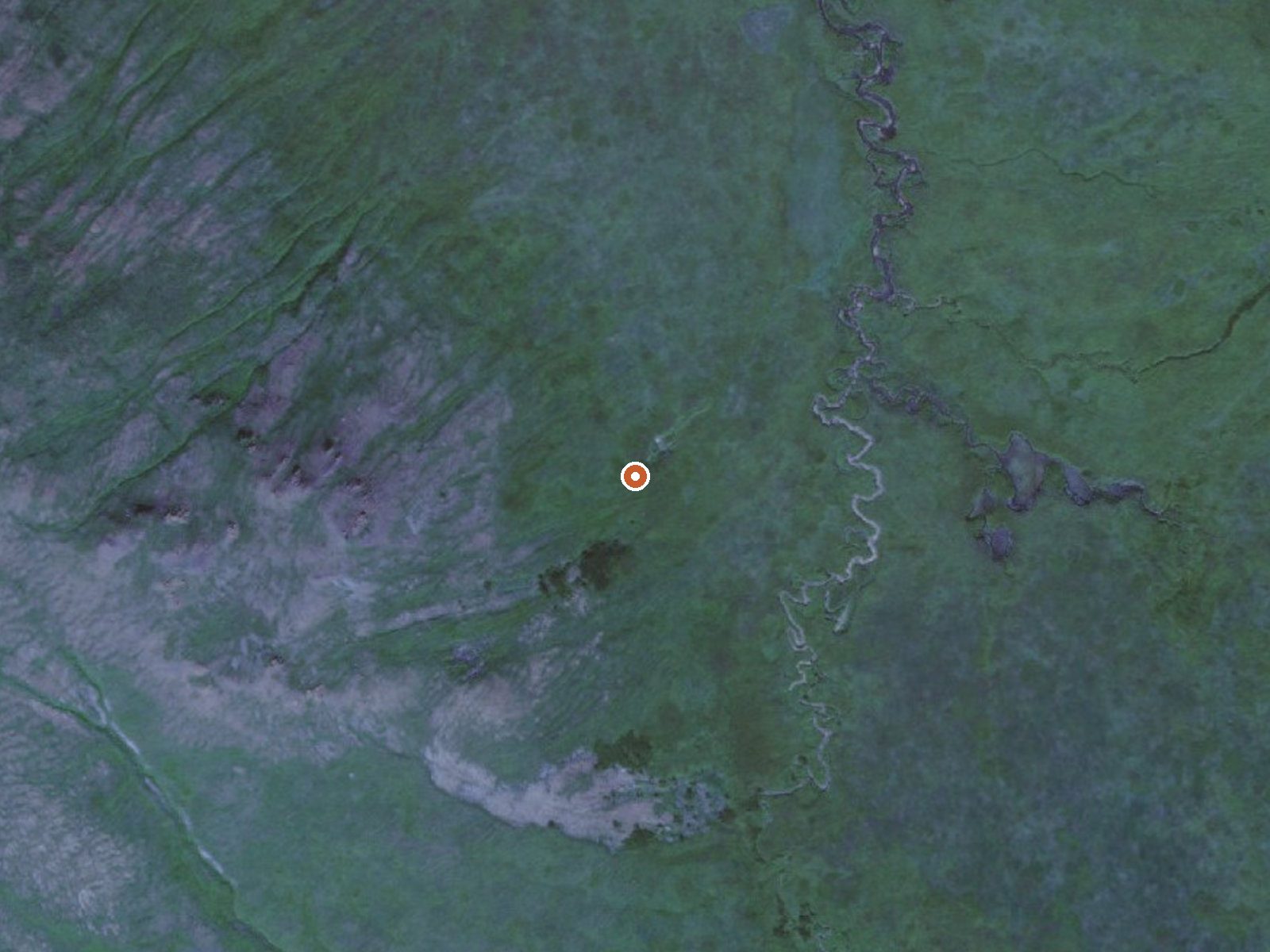 Aerial view of the ground around False Pass Hot Springs Site