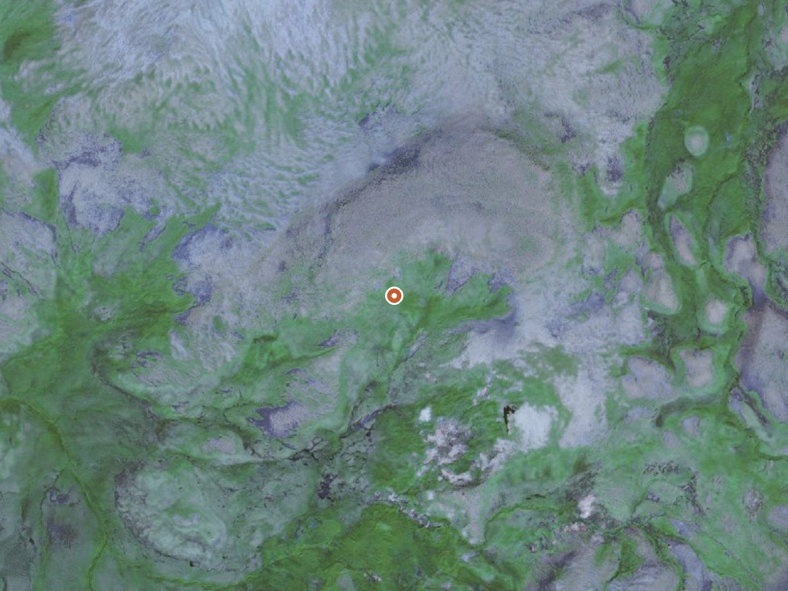 Aerial view of the ground around Fumaroles On Little Sitkin Island