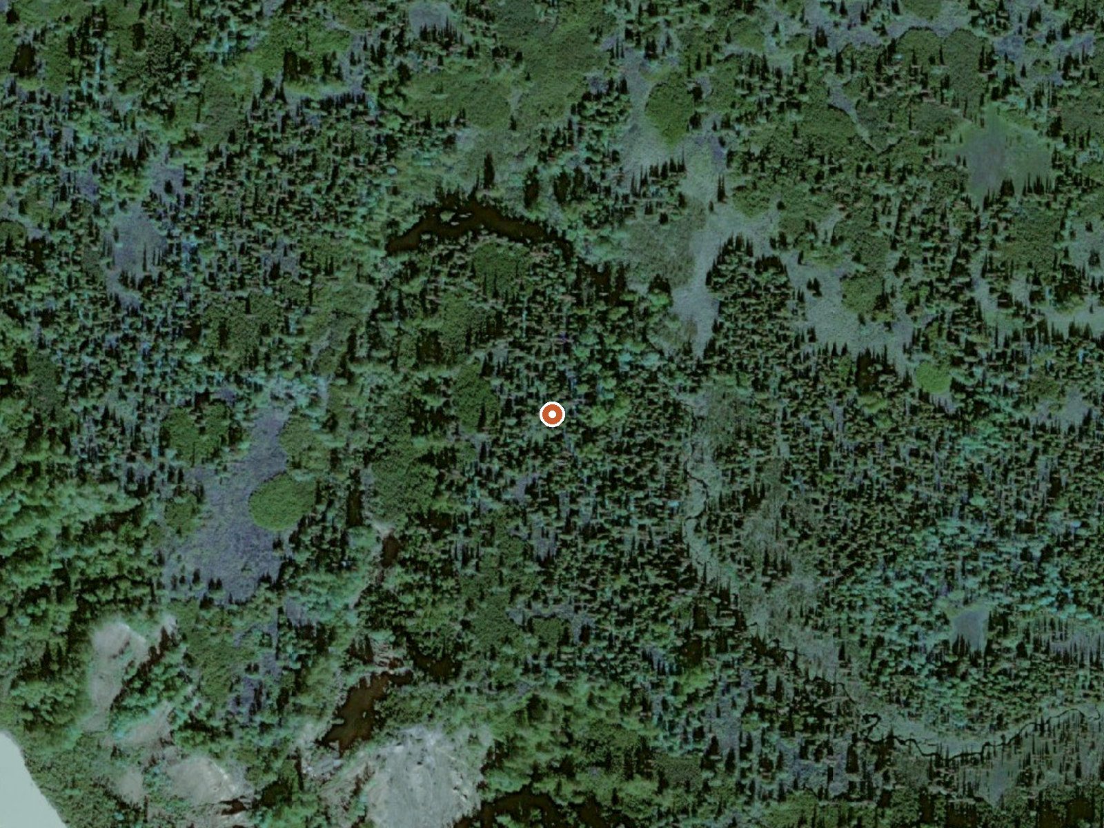Aerial view of the ground around Hot Lake In Bottom Of Crater Peak