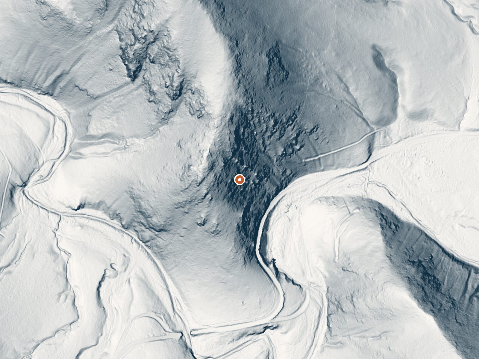LiDAR bare-earth view of the same ground around Lewis Spring