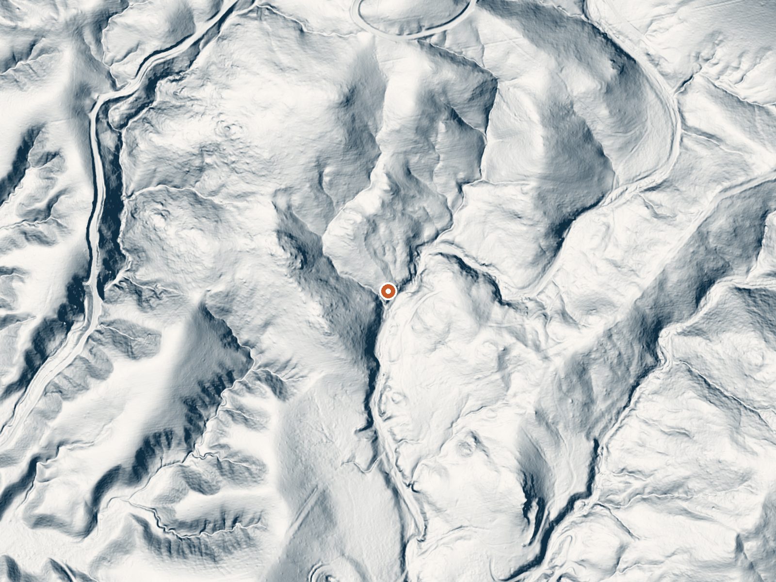 LiDAR bare-earth view of the same ground around Monkey Spring