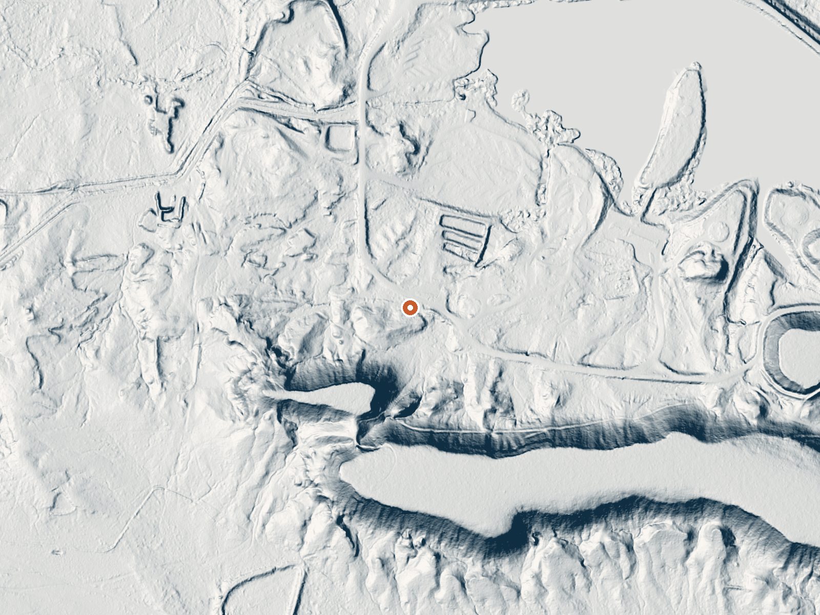 LiDAR bare-earth view of the same ground around Roper Lake State Park Hot Spring