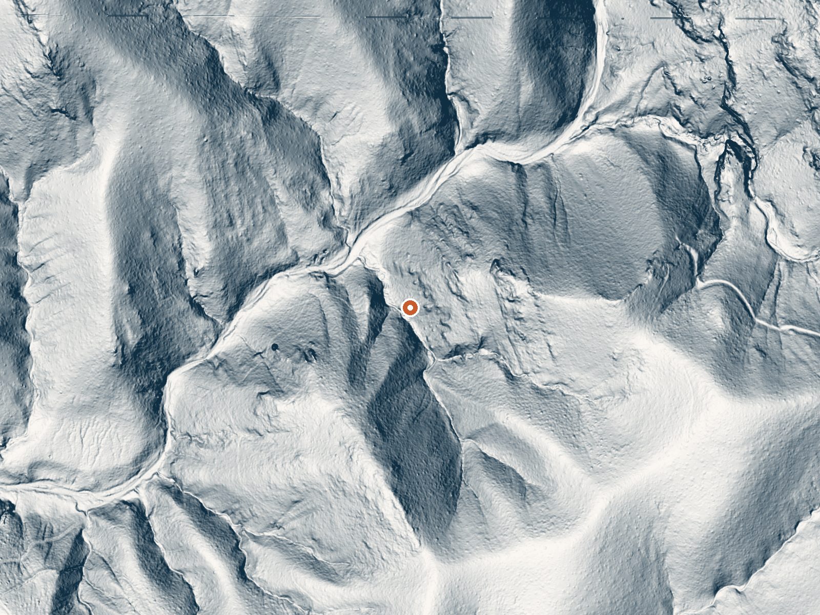 LiDAR bare-earth view of the same ground around Warm Spring