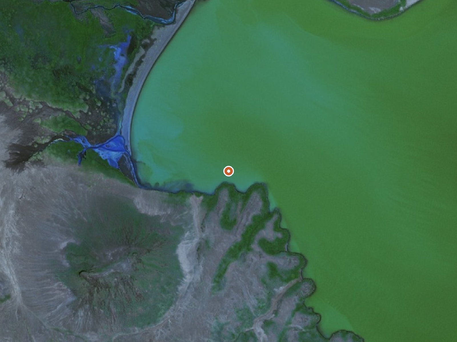 Aerial view of the ground around Surprise Lake Hot Spring