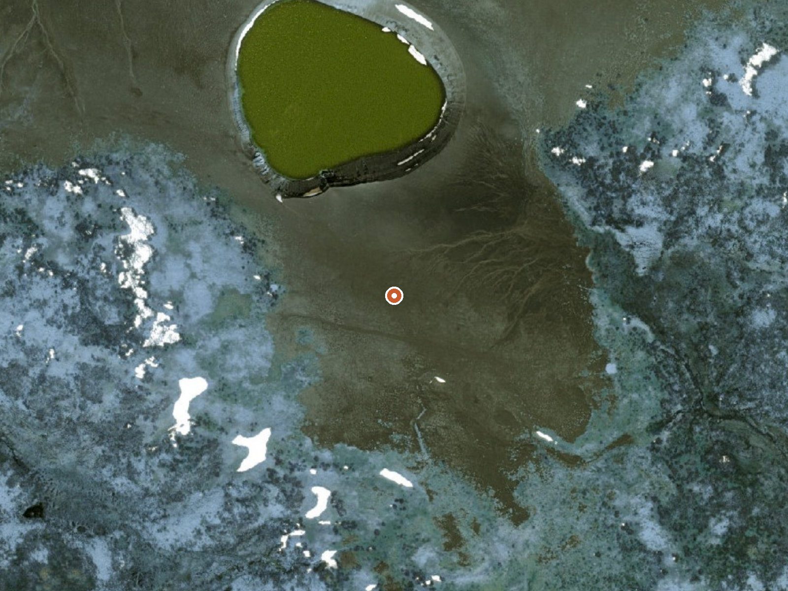 Aerial view of the ground around W Ukinek Spring