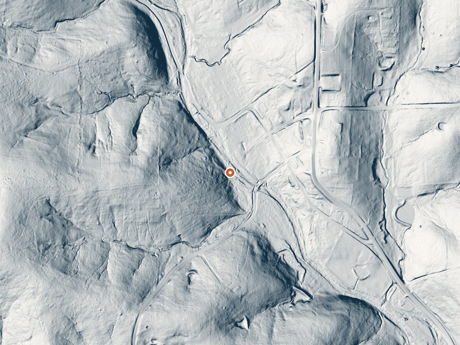 LiDAR bare-earth view of the same ground around Warm Springs