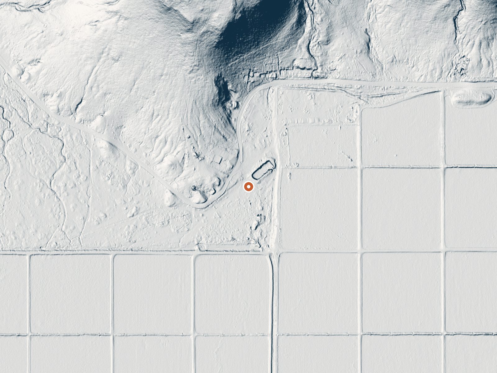 LiDAR bare-earth view of the same ground around Agua Caliente Springs