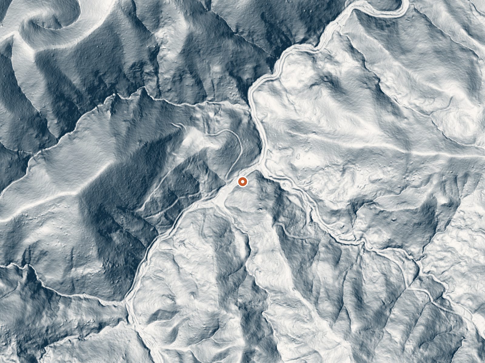 LiDAR bare-earth view of the same ground around England Springs