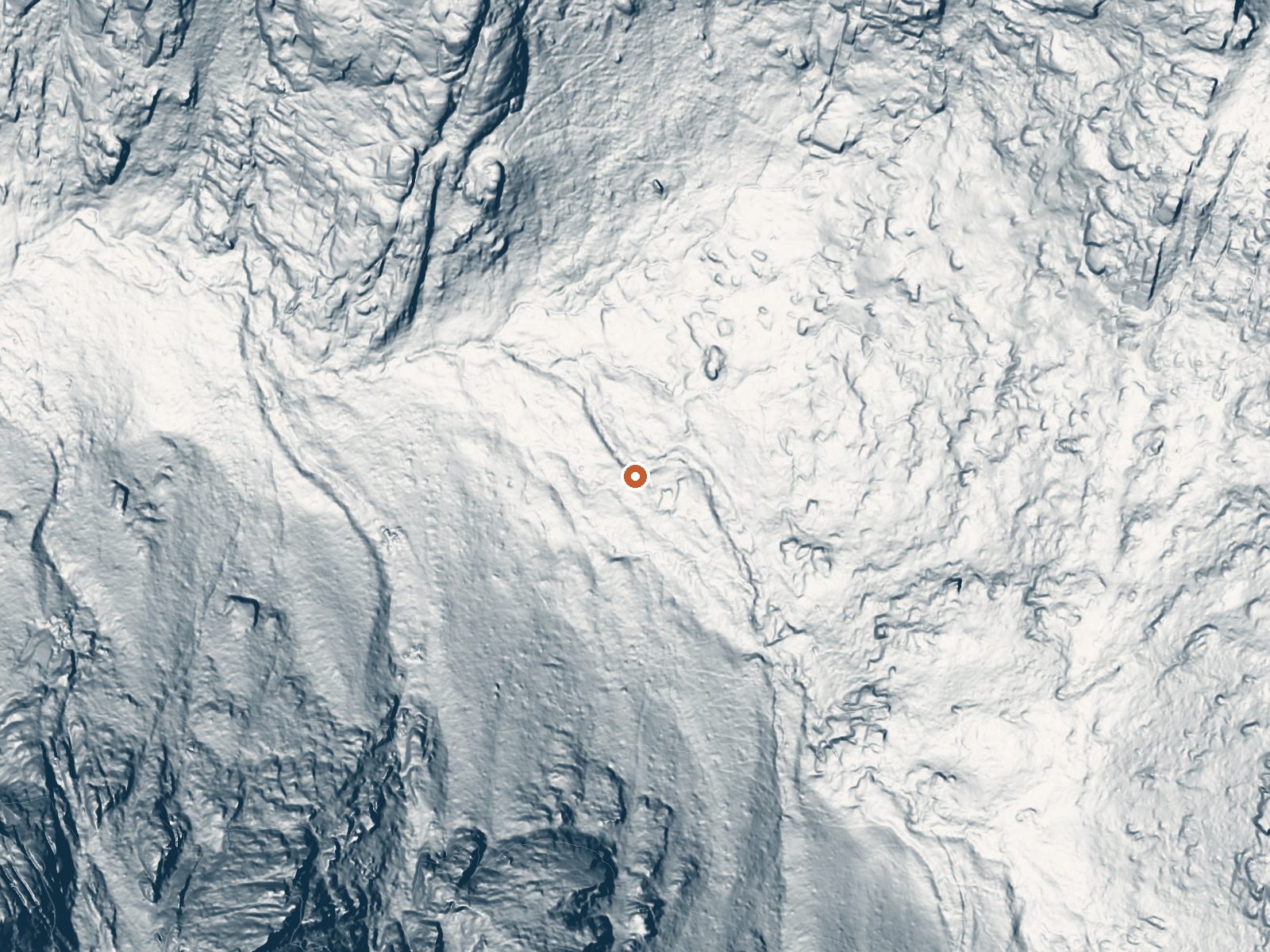LiDAR bare-earth view of the same ground around Fish Creek Hot Springs