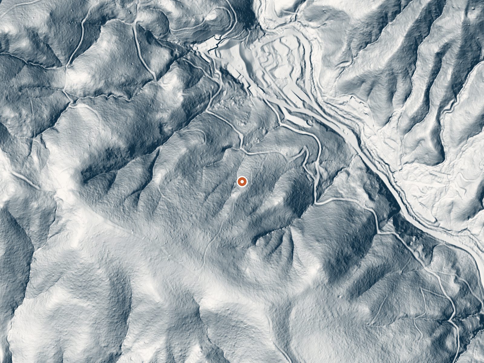 LiDAR bare-earth view of the same ground around Harbin Springs