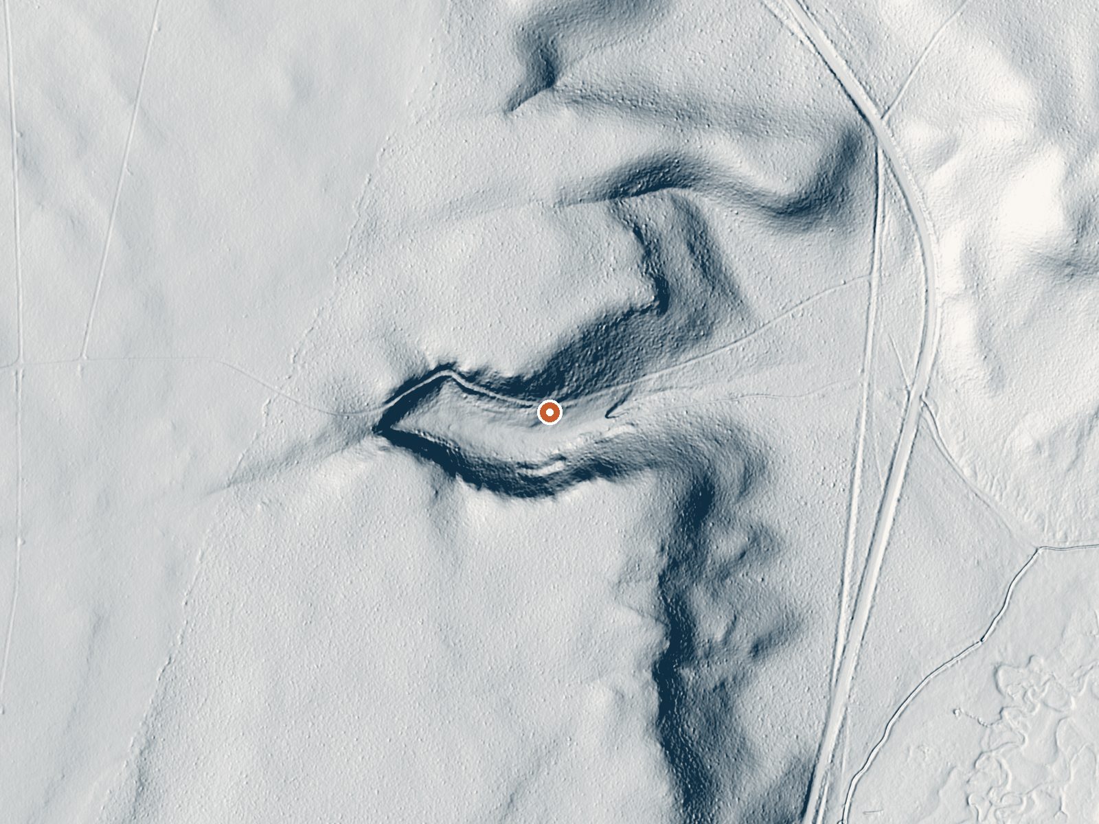 LiDAR bare-earth view of the same ground around Hot Spring