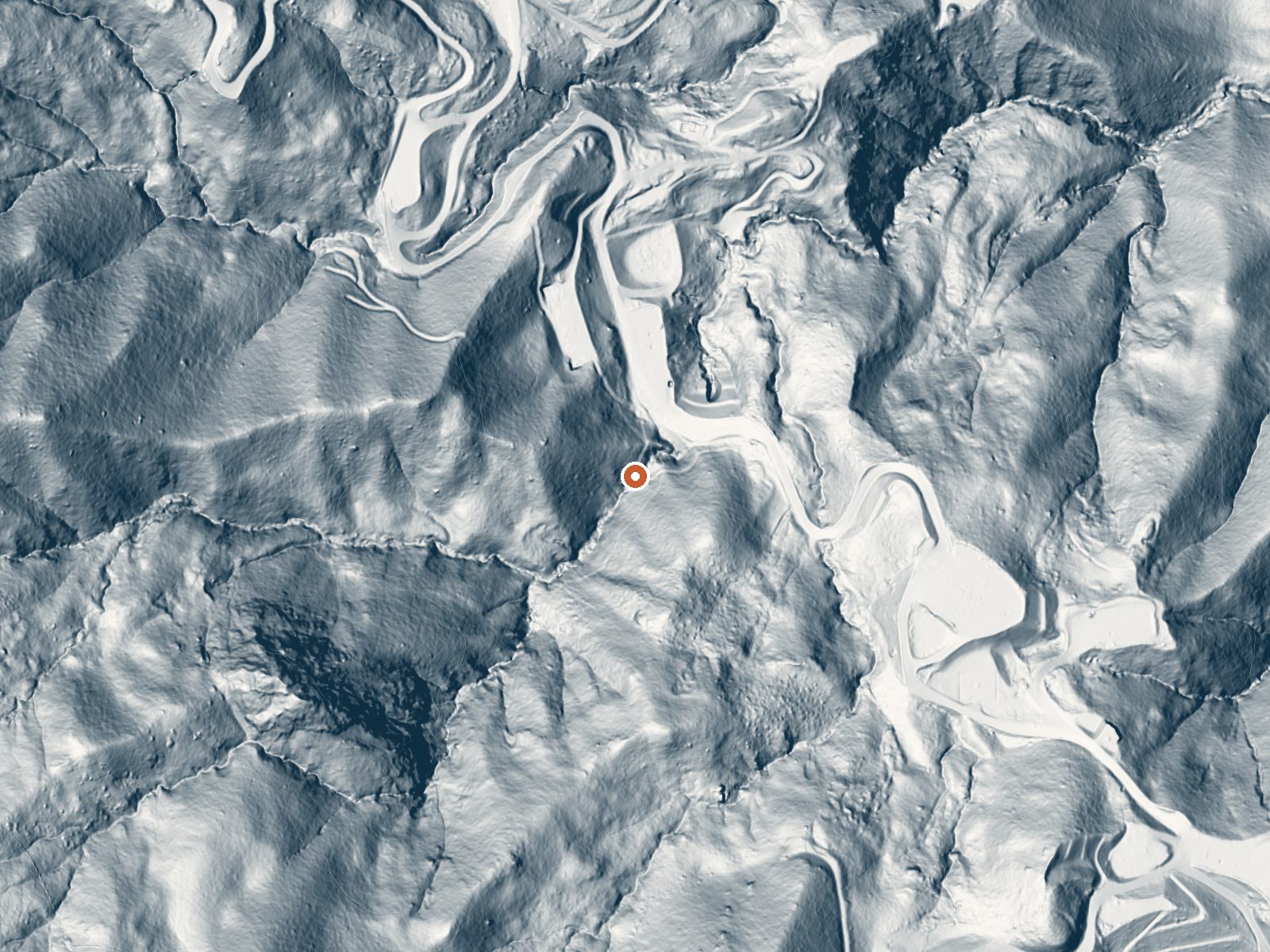 LiDAR bare-earth view of the same ground around Castle Rock Springs