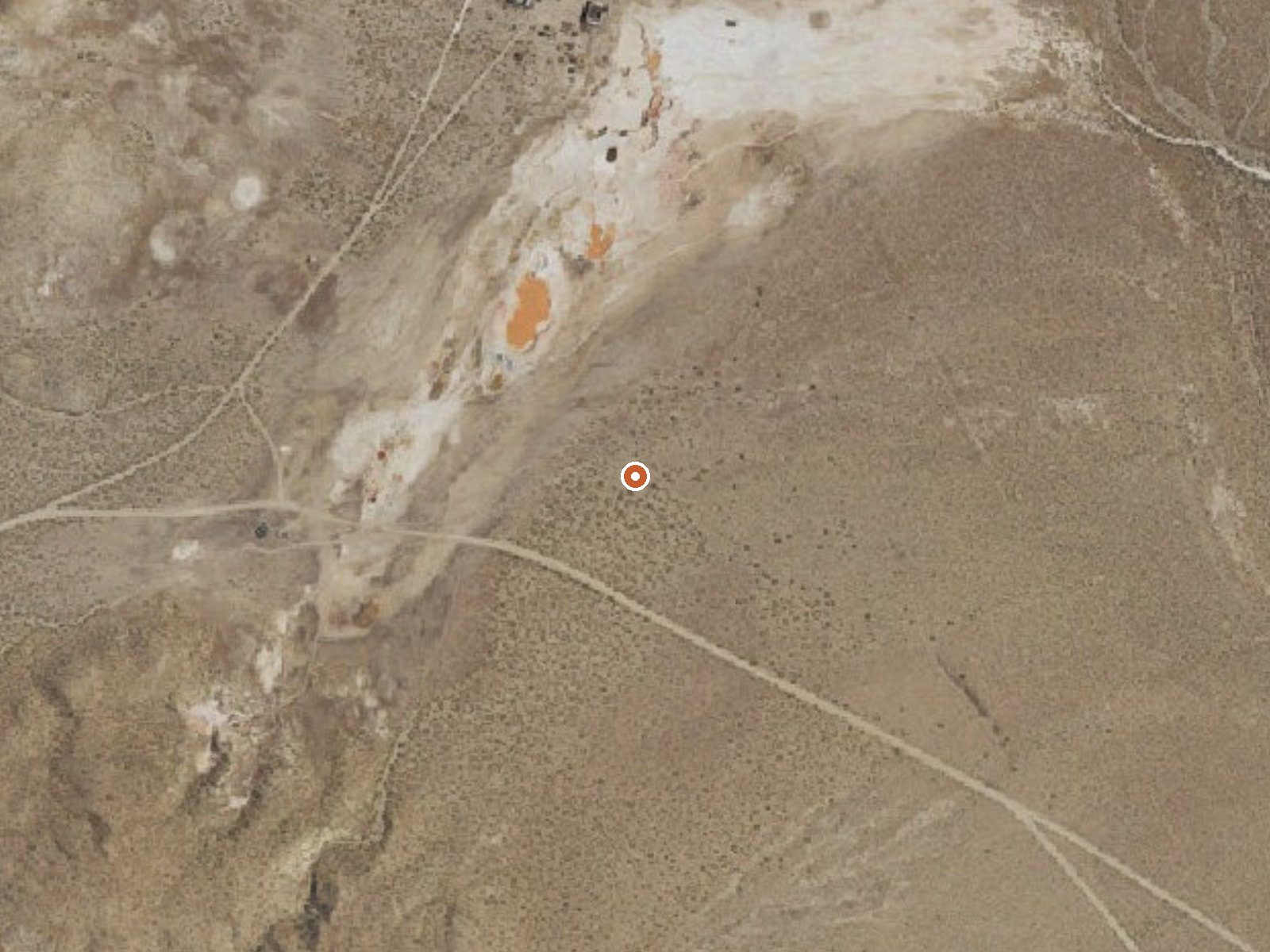 Aerial view of the ground around Coso Hot Springs