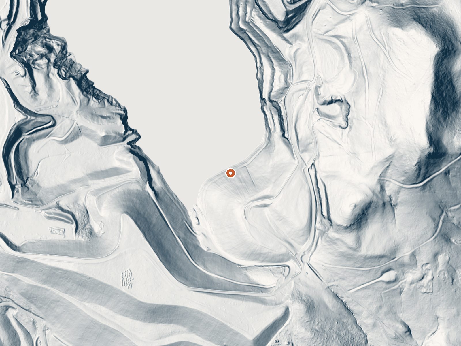 LiDAR bare-earth view of the same ground around One Shot Mining Co