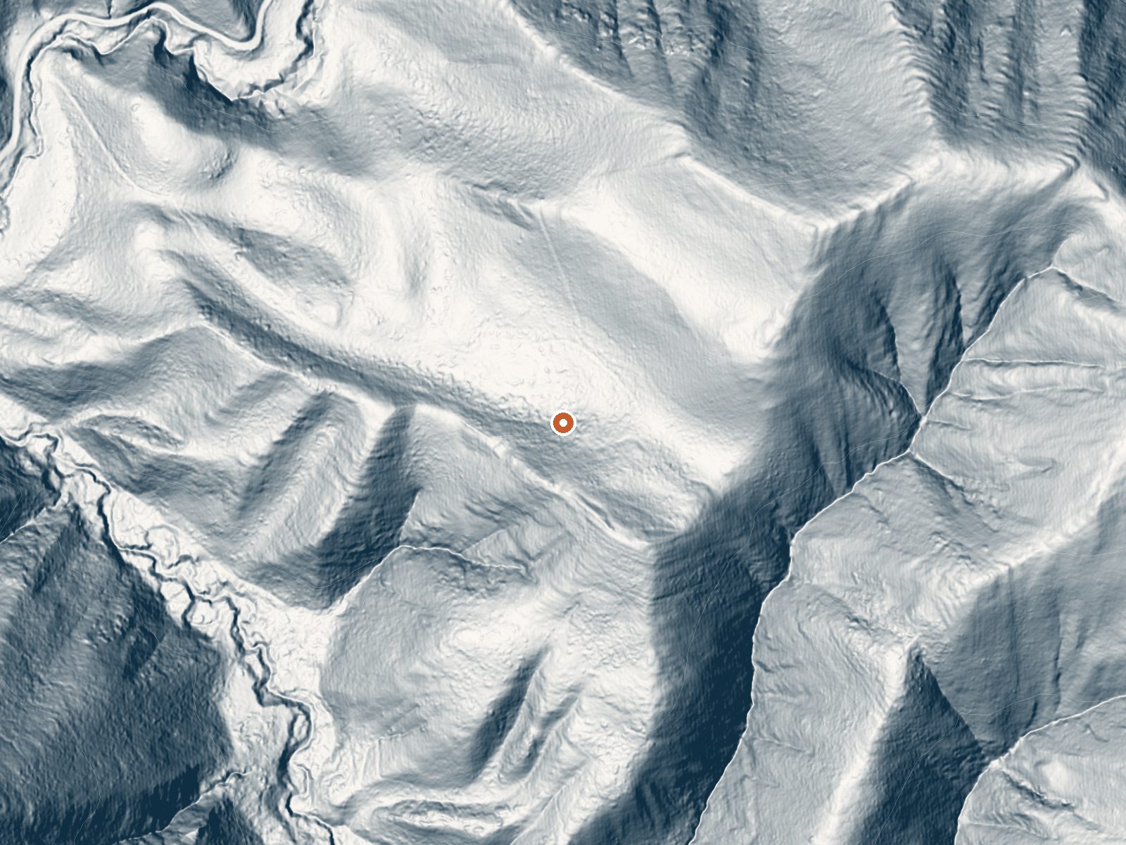 LiDAR bare-earth view of the same ground around Pecho Warm Springs