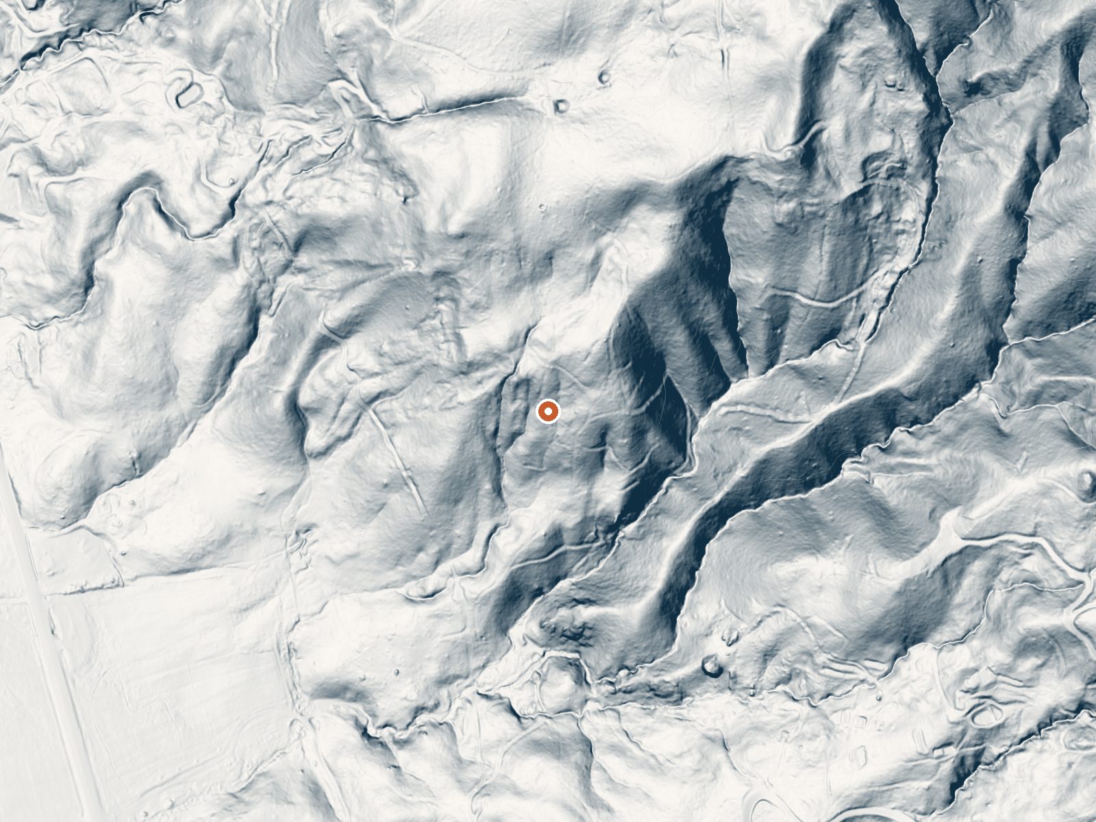 LiDAR bare-earth view of the same ground around Pinches Spring