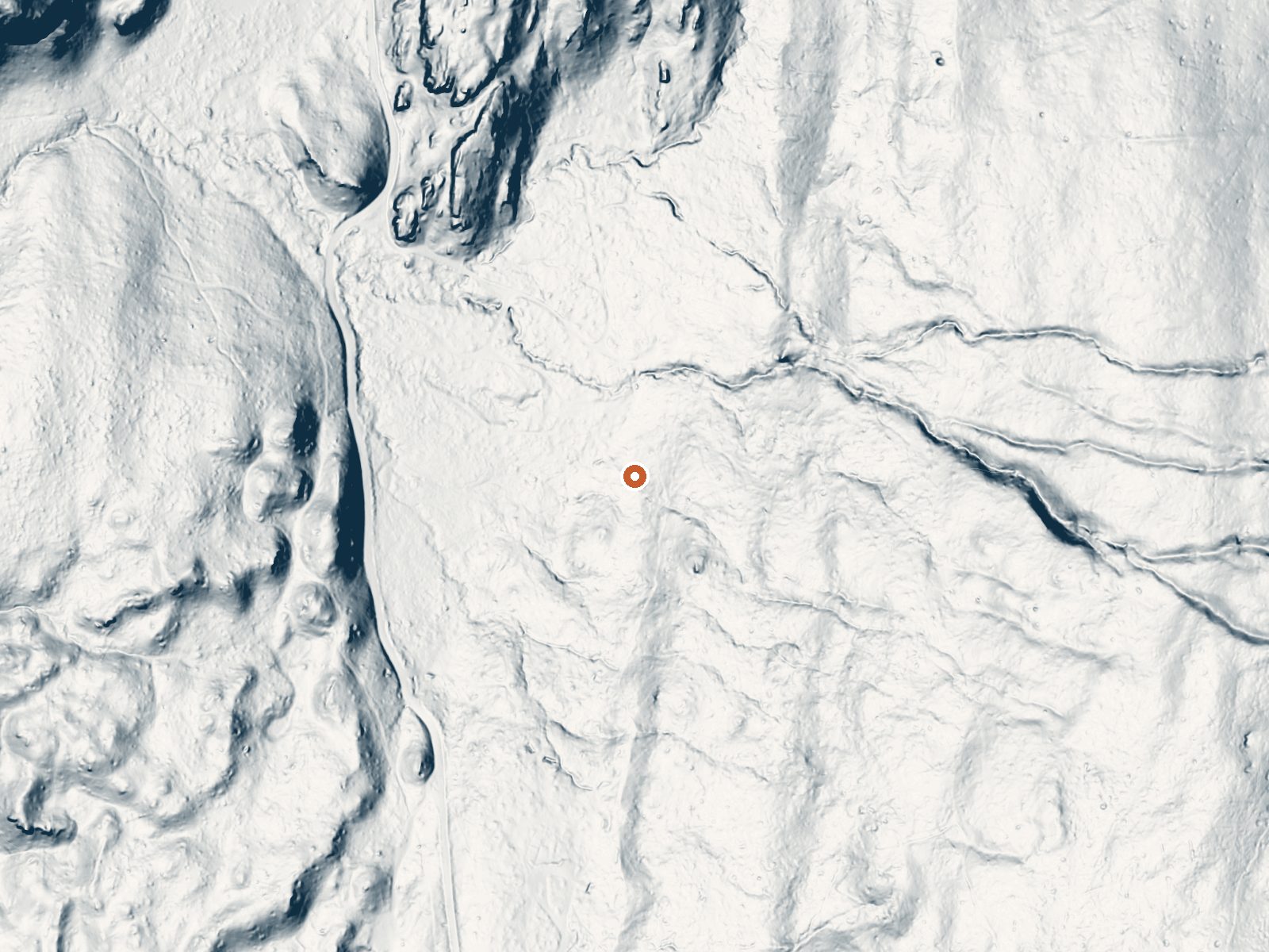LiDAR bare-earth view of the same ground around Reds Meadow Hot Springs