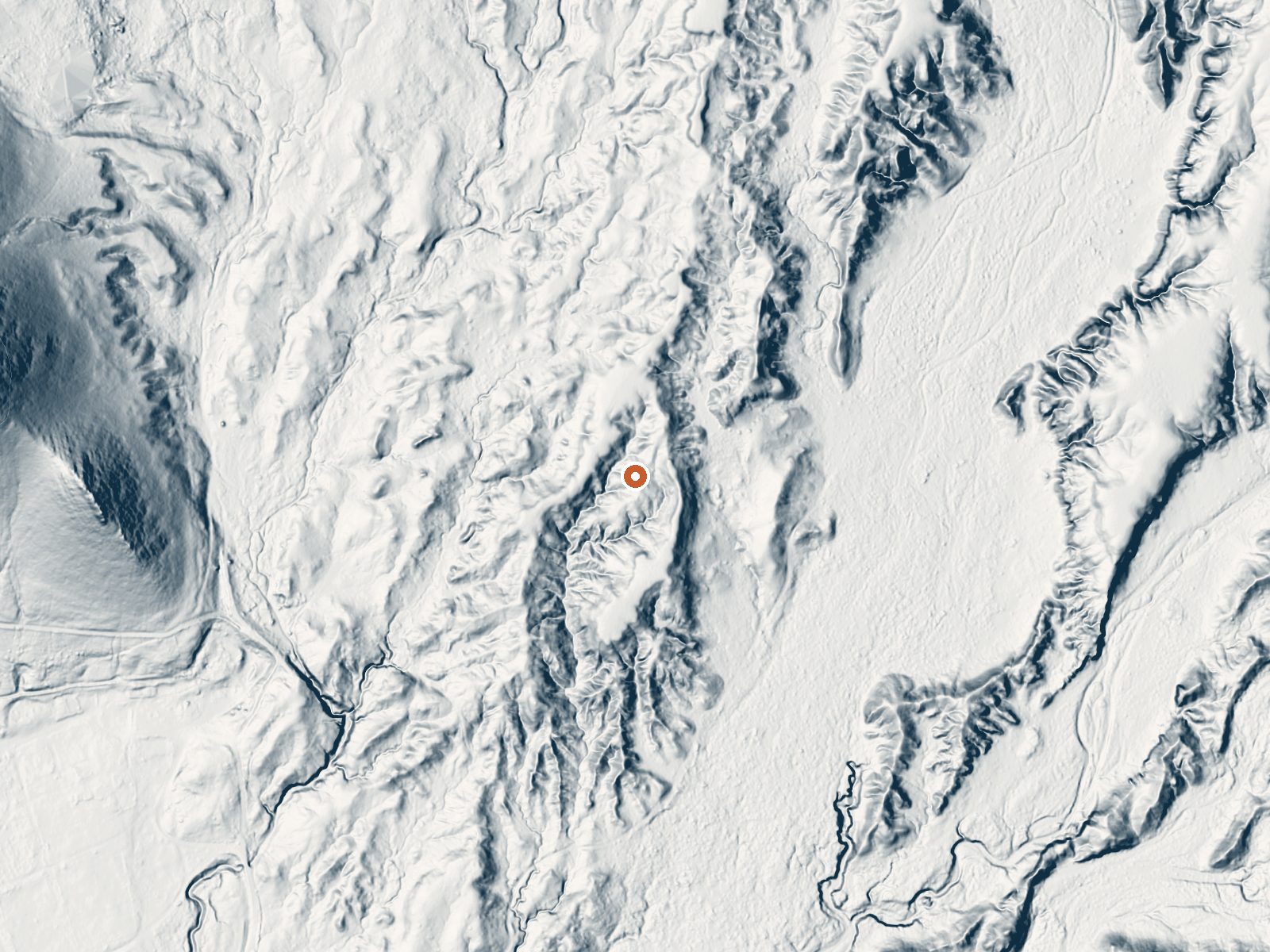 LiDAR bare-earth view of the same ground around Resting Spring