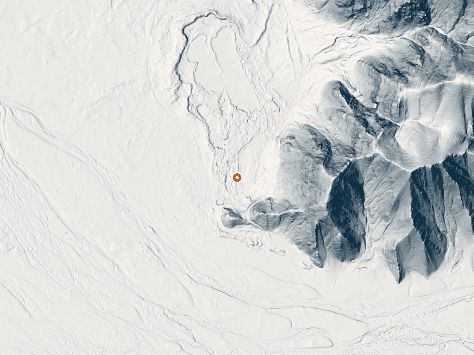 LiDAR bare-earth view of the same ground around Saratoga Spring