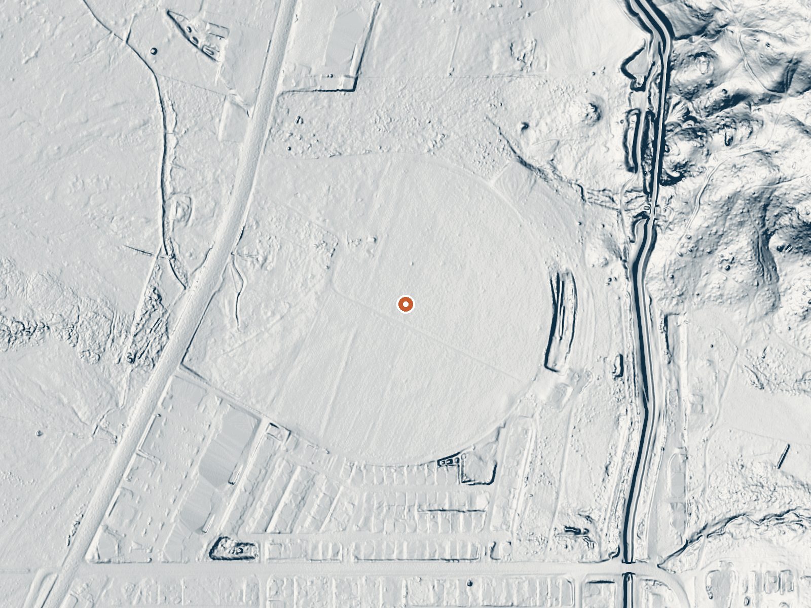 LiDAR bare-earth view of the same ground around Scovern Hot Springs