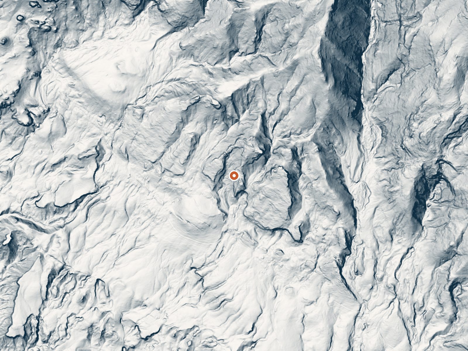 LiDAR bare-earth view of the same ground around Keane Wonder Spring