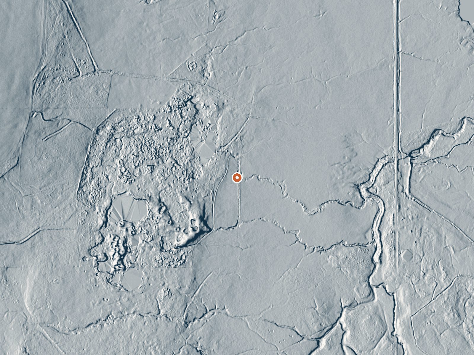 LiDAR bare-earth view of the same ground around Lake City Hot Springs