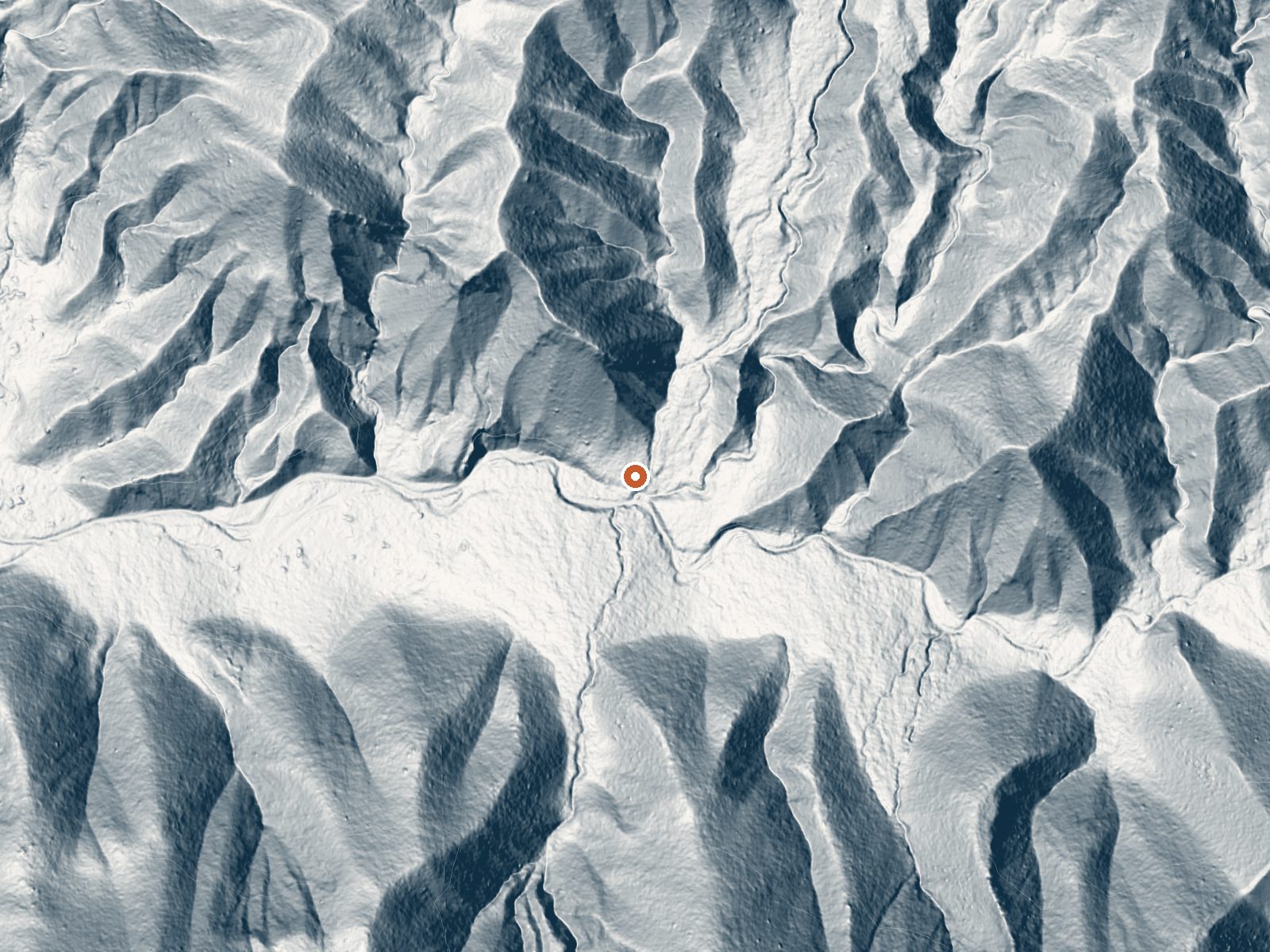 LiDAR bare-earth view of the same ground around Little Caliente Spring