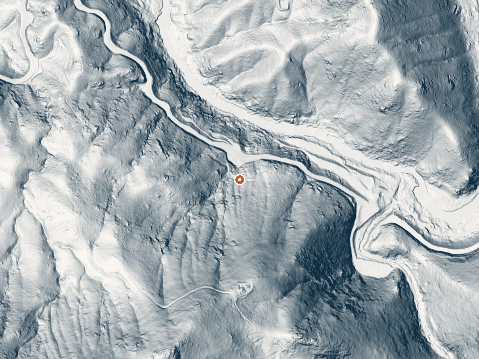LiDAR bare-earth view of the same ground around Miracle Hot Sprs, Hobo Hot Sprs