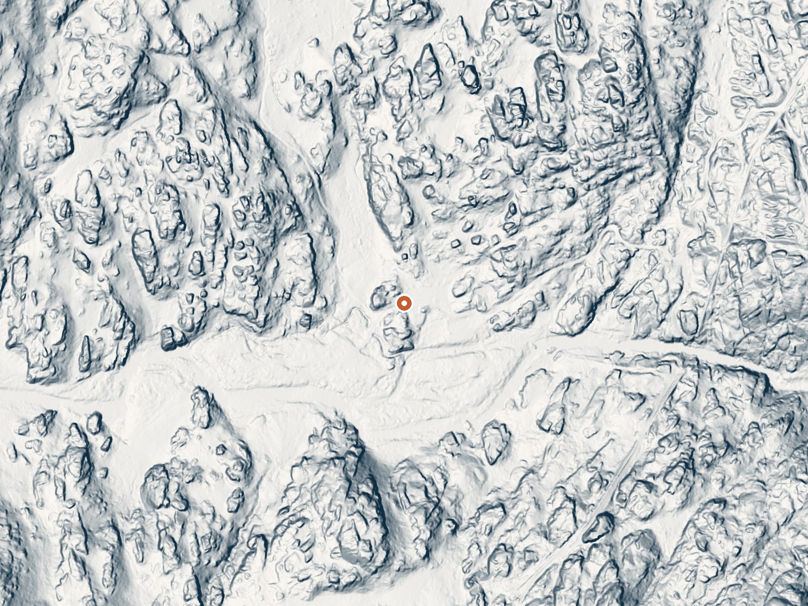 LiDAR bare-earth view of the same ground around Mono Hot Springs