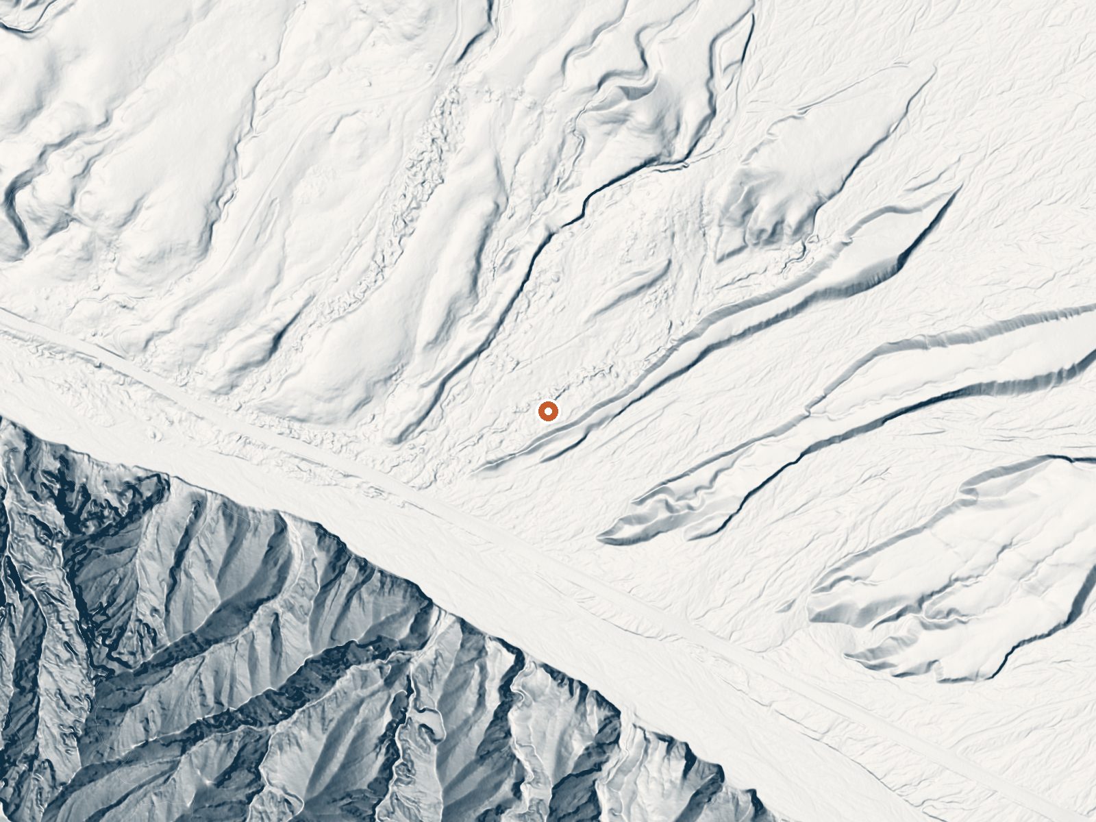 LiDAR bare-earth view of the same ground around Travertine Springs