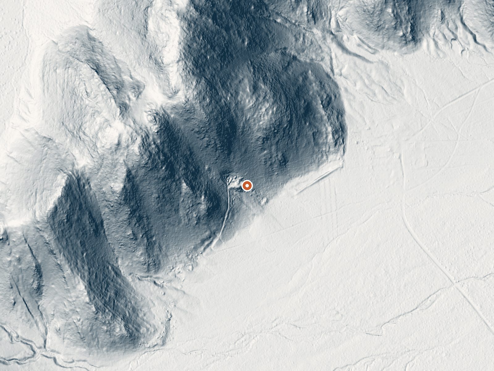 LiDAR bare-earth view of the same ground around Vallecitos Spring
