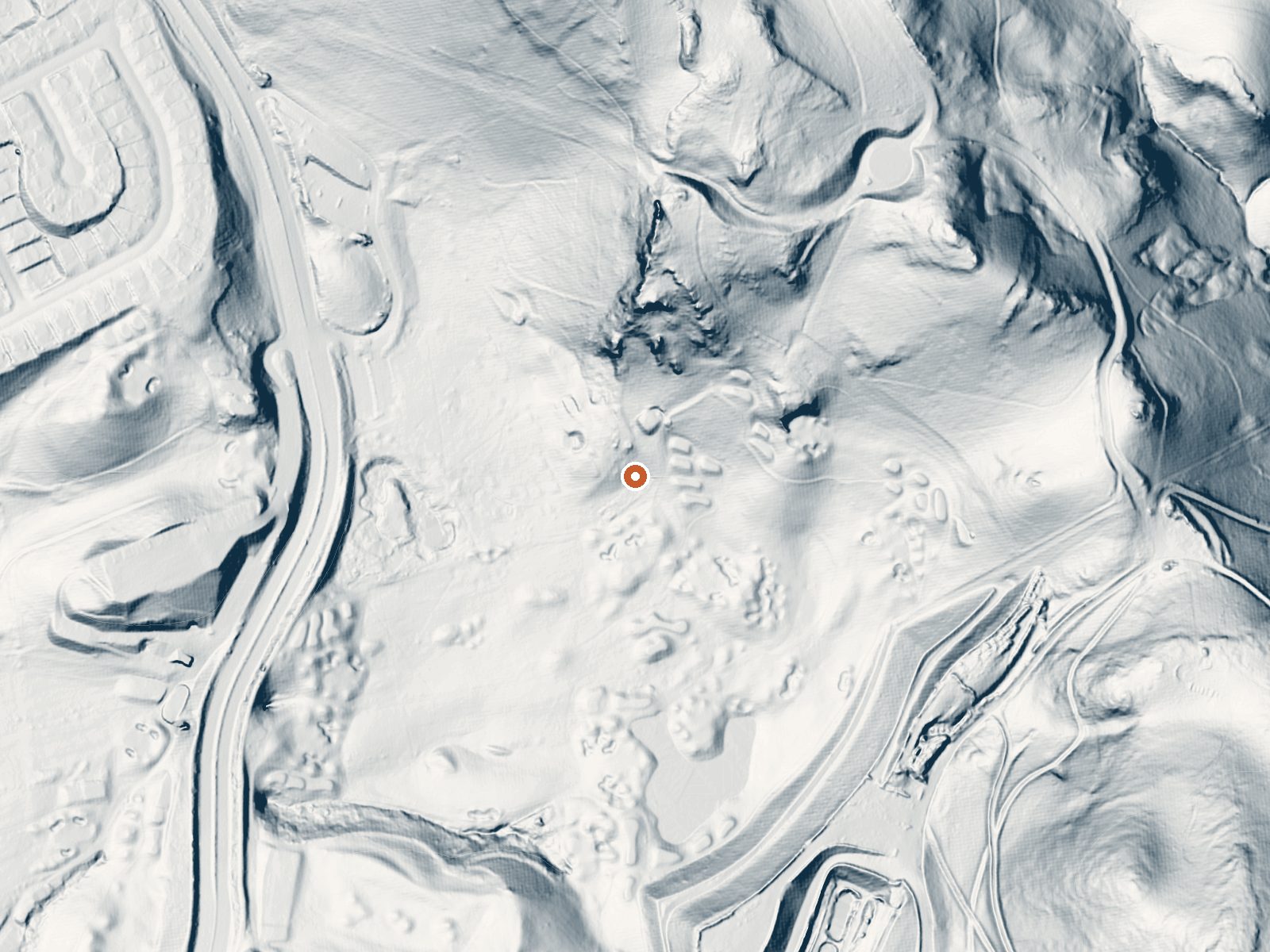 LiDAR bare-earth view of the same ground around Vallejo White Sulphur Springs