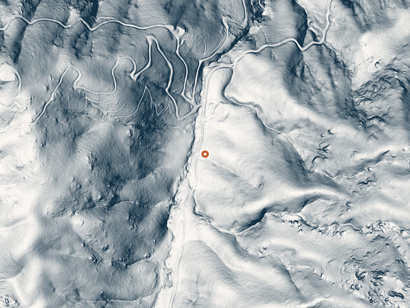 LiDAR bare-earth view of the same ground around Ward Spring