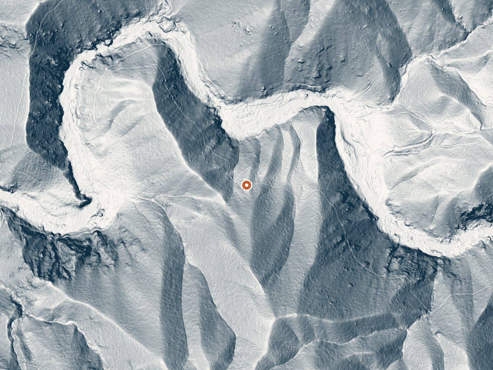 LiDAR bare-earth view of the same ground around Warm Spring, Hot Spring