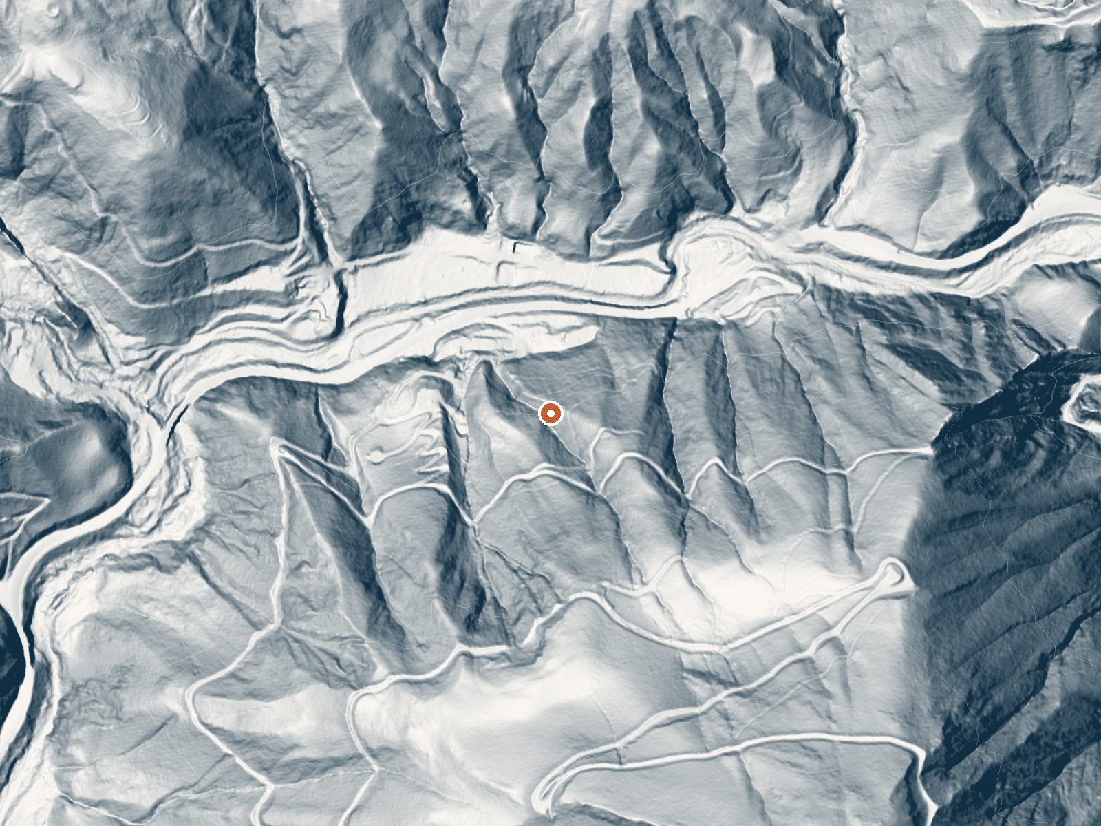 LiDAR bare-earth view of the same ground around Wheeler Springs
