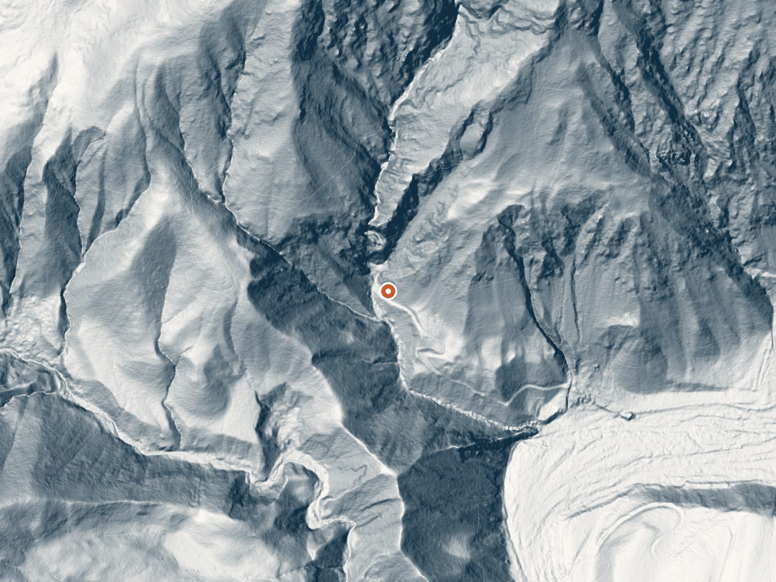LiDAR bare-earth view of the same ground around Willett Hot Springs