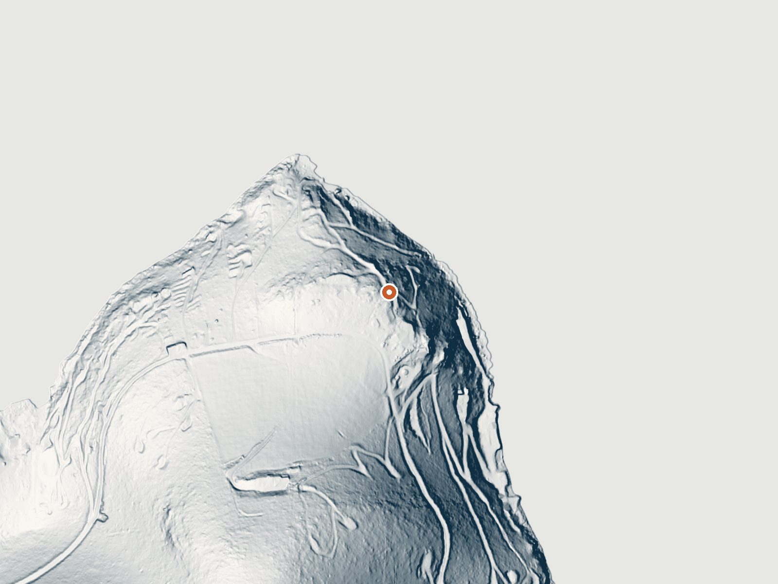 LiDAR bare-earth view of the same ground around the spring