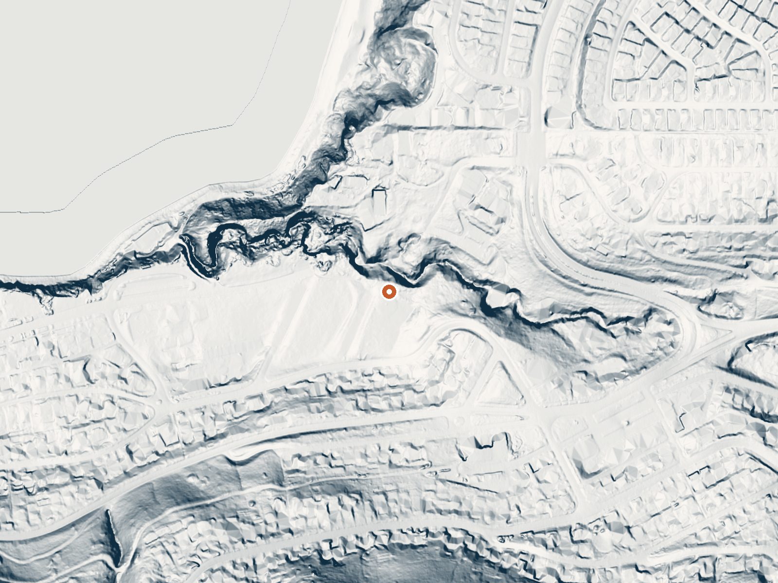 LiDAR bare-earth view of the same ground around the spring