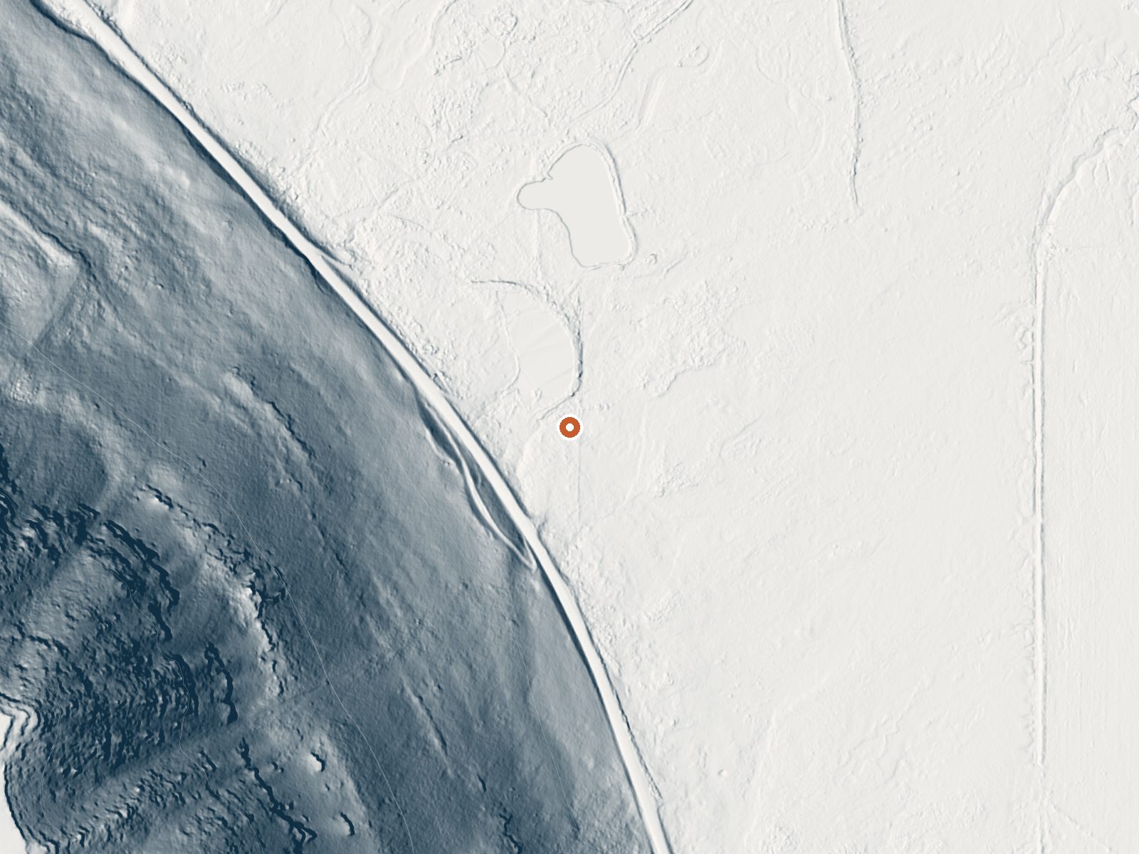 LiDAR bare-earth view of the same ground around the spring