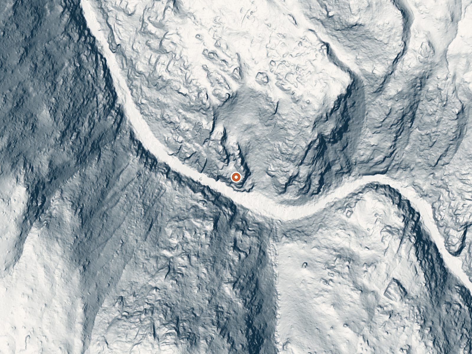 LiDAR bare-earth view of the same ground around the spring