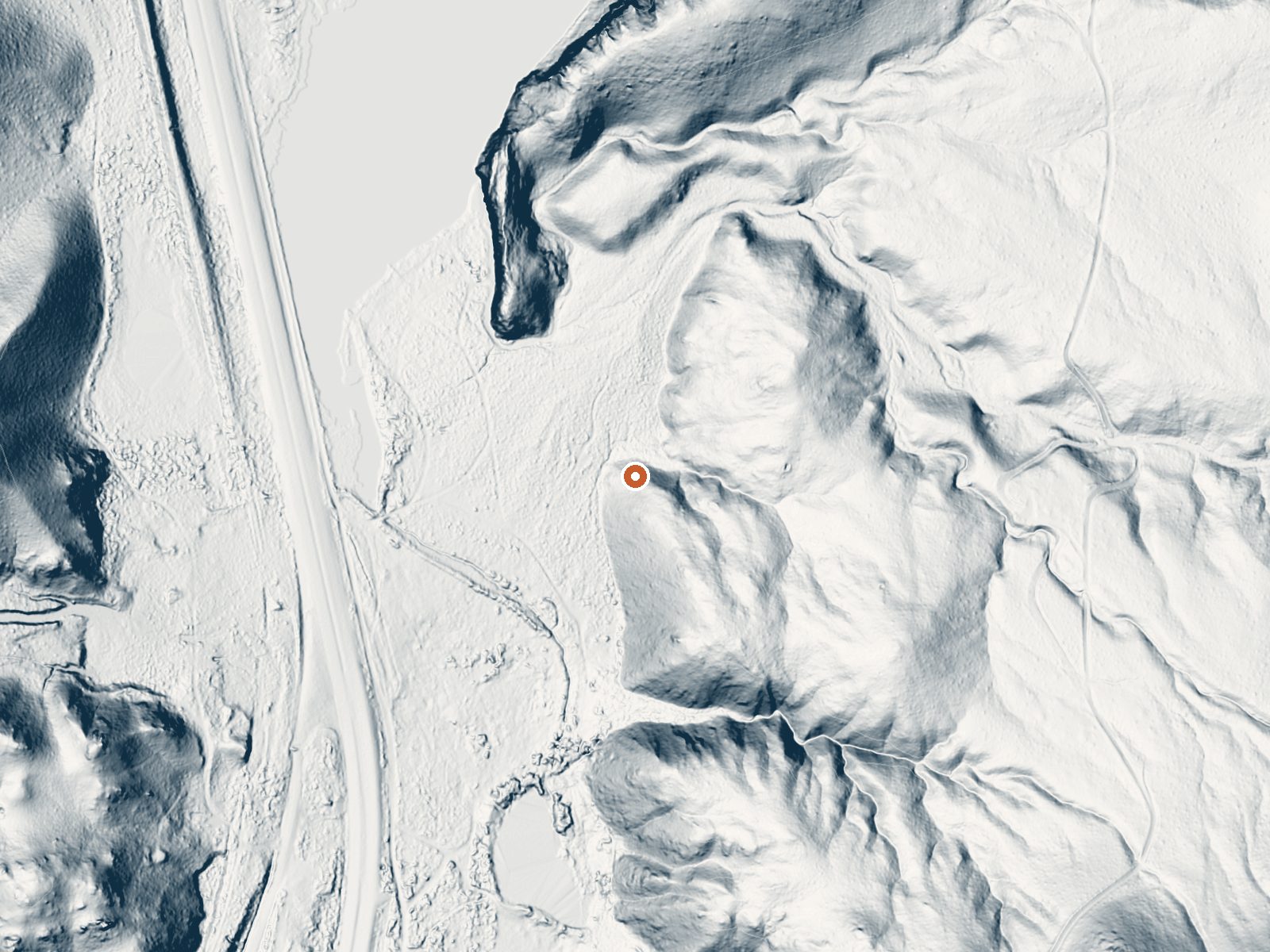 LiDAR bare-earth view of the same ground around the spring