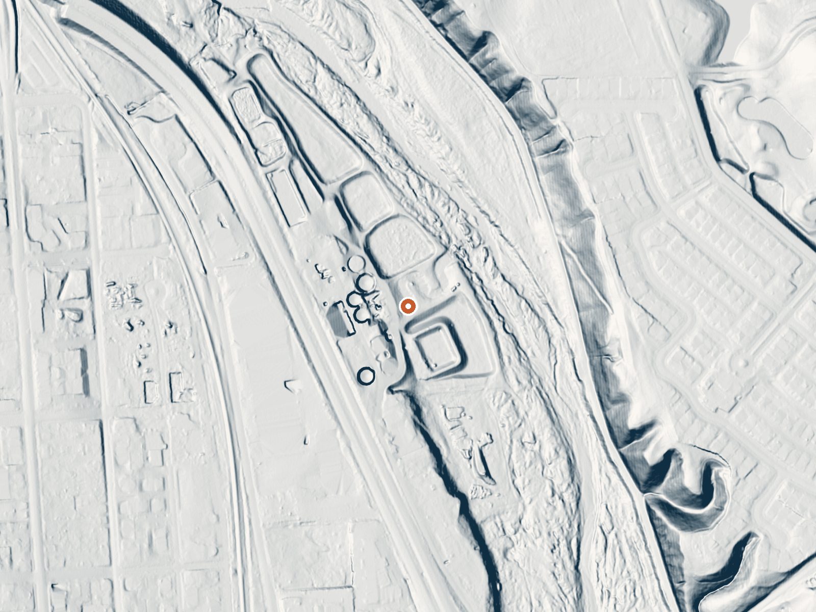 LiDAR bare-earth view of the same ground around the spring