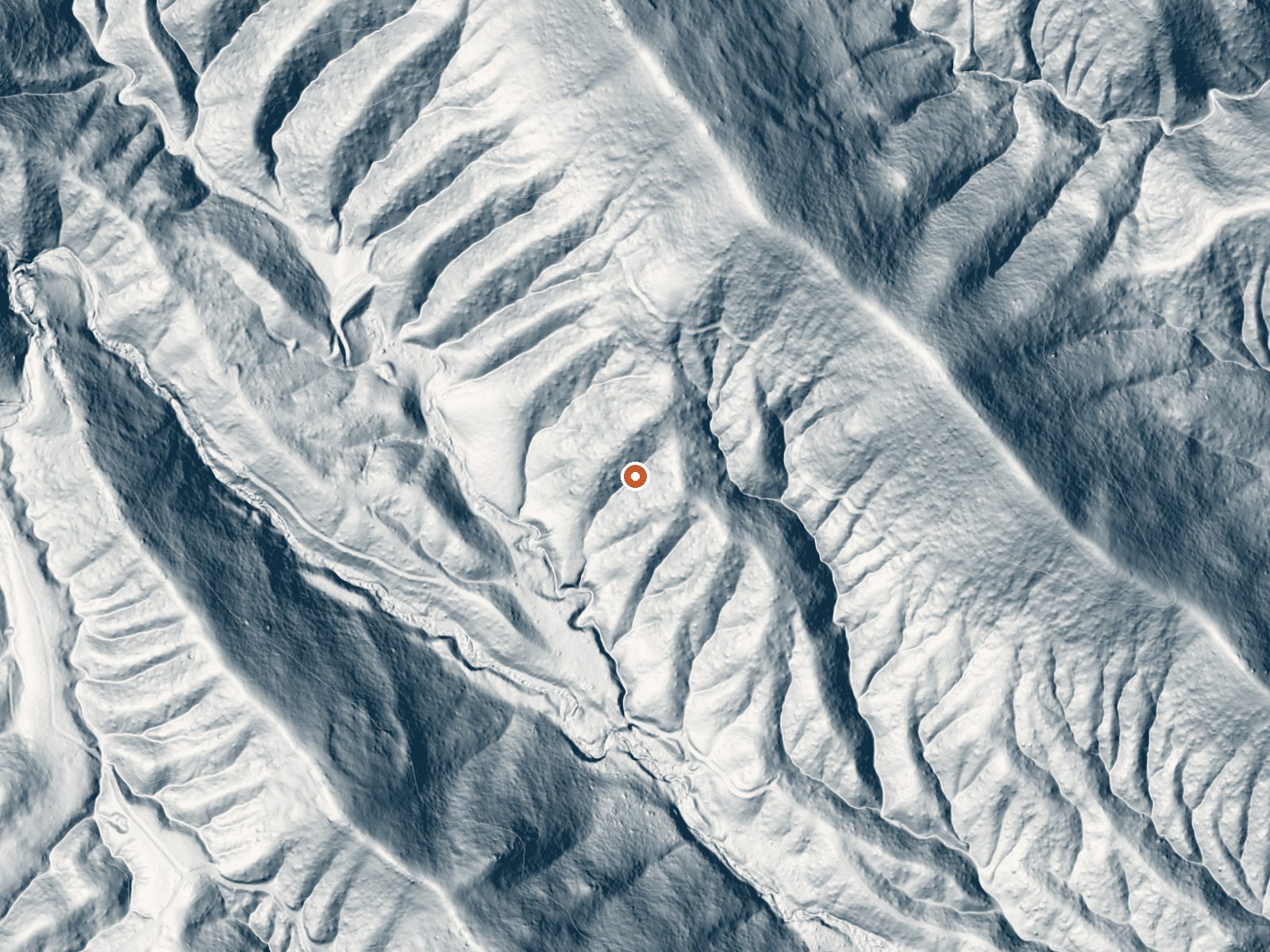 LiDAR bare-earth view of the same ground around Stinking Springs